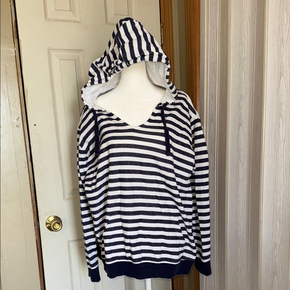 Torrid Navy blue Striped Hooded Sweater